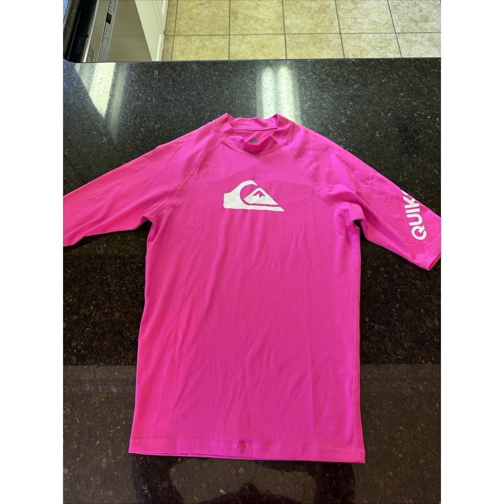 Quiksilver Women's Rashguard Sz Sm Hot Pink‎ Swim Shirt Compression Surfer Beach